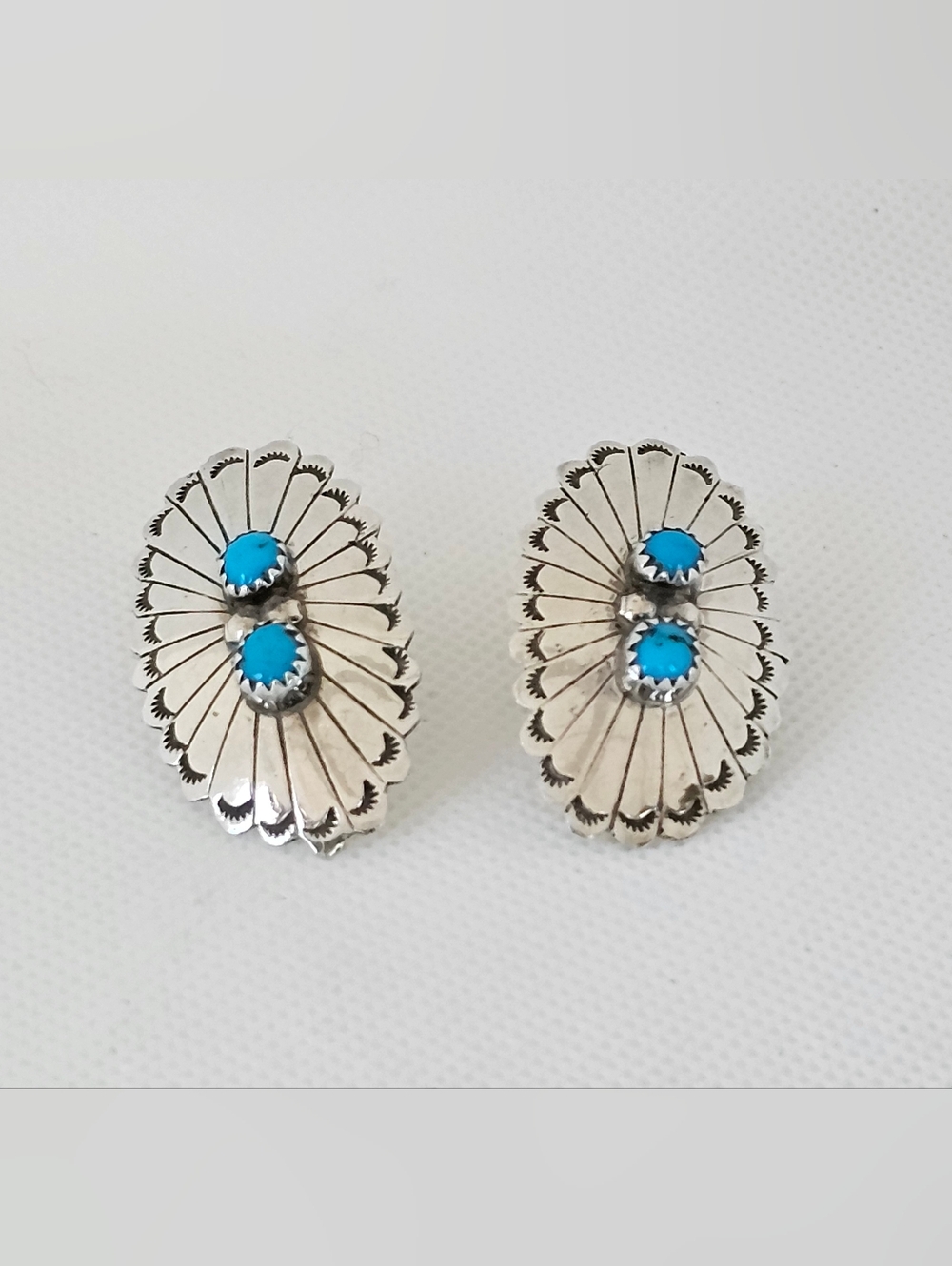 Vintage Navajo Conch Earrings Sterling Silver!